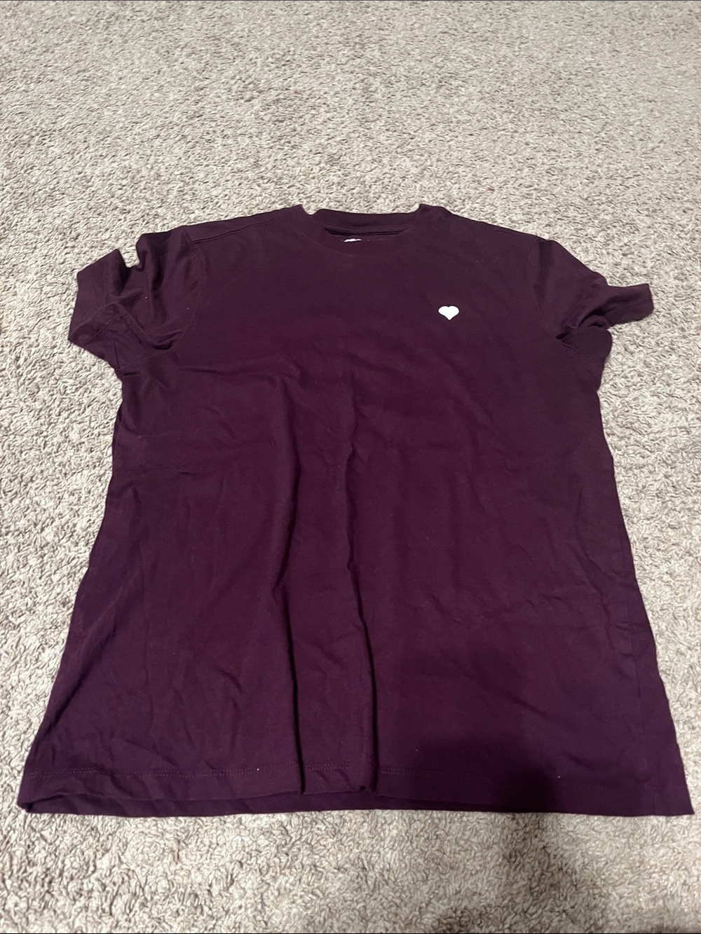 Goodfellow & Co Dark Plum Short Sleeve Tee with White Heart